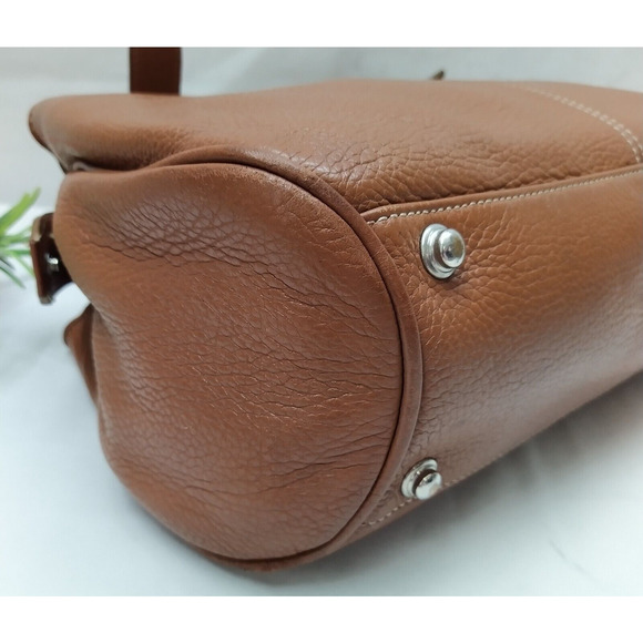 Dooney & Bourke Brown Pebbled Leather Carryall Top Handle Satchel Bag - Picture 7 of 16